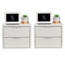 Ver imagem 1 de Kit 2 Mesas de Cabeceira Suspensa Mudo 30cm com 2 Gavetas Mdf 15mm Branco Quarto Lateral Cama