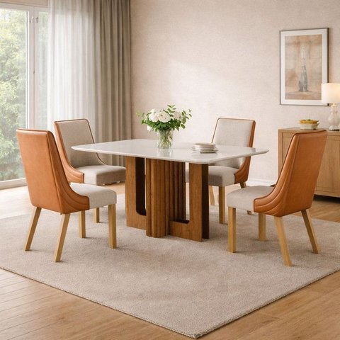 Conjunto Jantar 4 Lugares 1,20m Tifany - Arbo Design