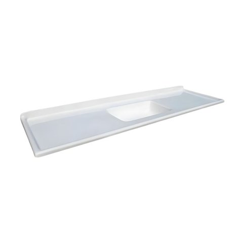 Pia de Cozinha Mármore Sintético 55x180cm Cuba Fibra:Branco