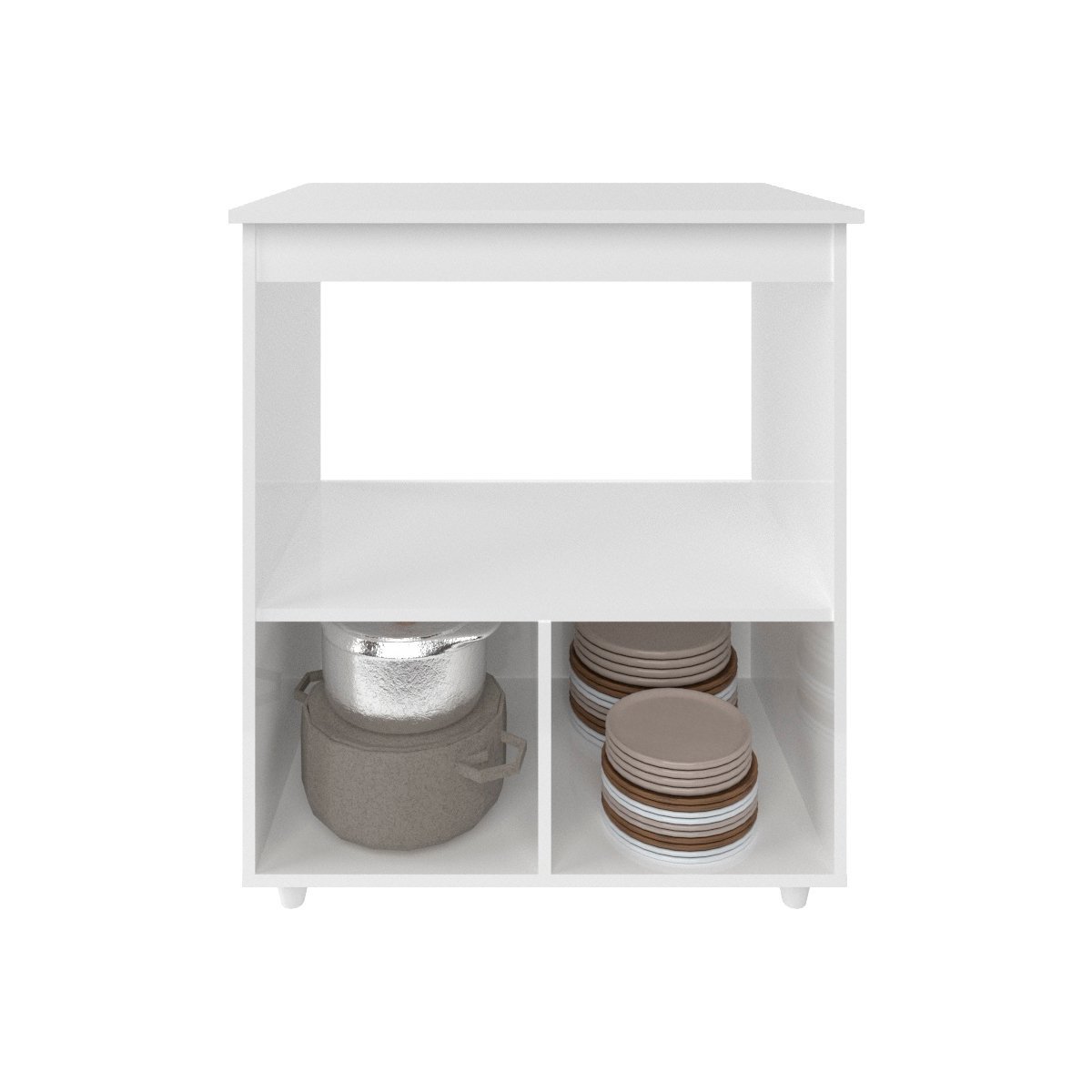 Balcão Armário Gabinete para Microondas e Forno Elétrico Cozinha Amanda Mobília Decor Branco - 4