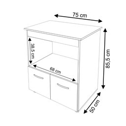 Balcão Armário Gabinete para Microondas e Forno Elétrico Cozinha Amanda Mobília Decor Branco - 6