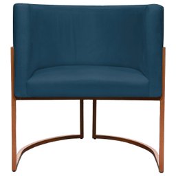 Poltrona Decorativa Recepção Luna Suede Cores Base de Ferro Bronze - 3