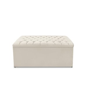 Calçadeira Baú Estofada Dunas Solteiro 90 Cm - Veludo Bege Claro