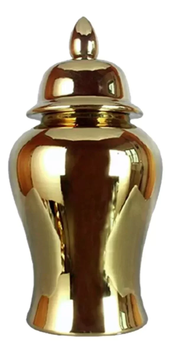 Vaso Decorativo Sala Dourado Porcelana Chinesa 50x24 - 1