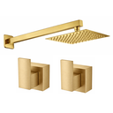Ver imagem 1 de Kit Ducha Quadrada 20x20 Slim + 2 Acabamentos para Registro Base Deca Alavanca de 1/2 ou 3/4 Dourado