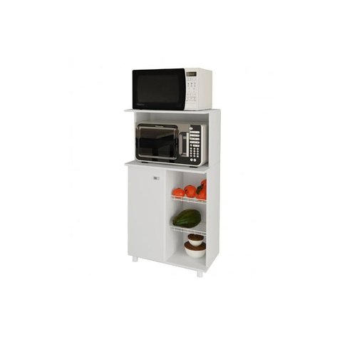Balcão Multiuso Cozinha Fruteira BF-3207 c/ 1 Porta 2 Cestos e 1 Nicho Branco - Tecno Mobili