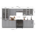 Ver imagem 3 de Cozinha Modulada 6 Peças 1 Cristaleira 2 Balcão sem Tampo 3 Aéreos 100% MDF com Vidro Rodapé Bari Cinza/Titânio Fosco