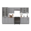 Ver imagem 2 de Cozinha Modulada 6 Peças 1 Cristaleira 2 Balcão sem Tampo 3 Aéreos 100% MDF com Vidro Rodapé Bari Cinza/Titânio Fosco