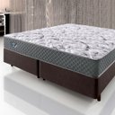 Ver imagem 2 de Cama Box Queen Size 158x198 Courino Linho Marrom com Colchão Mola Ensacada