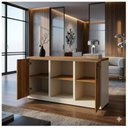 Ver imagem 5 de Armário Baixo Credenza – 1,20×0,73x0,45m Nogal Sevilha/Branco - 34312