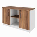 Ver imagem 1 de Armário Baixo Credenza – 1,20×0,73x0,45m Nogal Sevilha/Branco - 34312