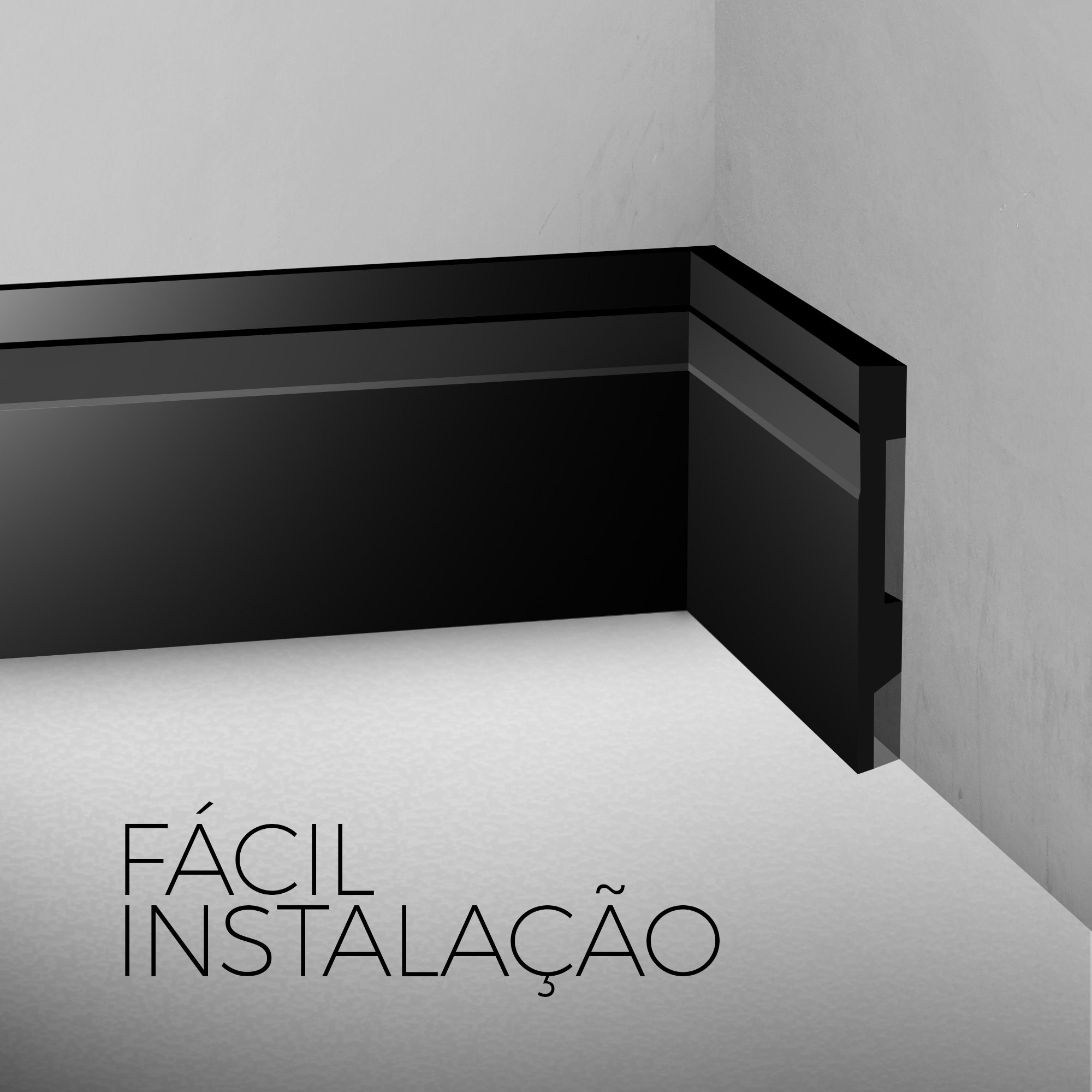 Rodapé Poliestireno 15cm Frisado Preto 1m Rm Decor - 3