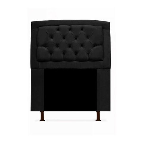 Cabeceira Geovana Para Cama Box Solteiro 120cm com Capitonê Suede - Renascer Decor:Preto