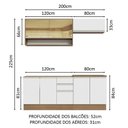 Ver imagem 4 de Armário de Cozinha Compacta 200cm Rustic Branco Glamy Madesa 03