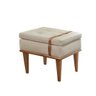 Puff Londres Luxo Madeira Maciça Linho Bege Claro - 1