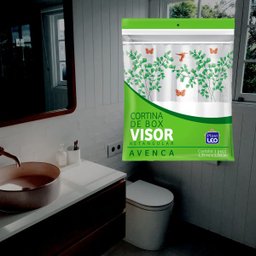 Cortina Box Banheiro 1,35x2,00 com Visor e Ganchos - Avenca - 4