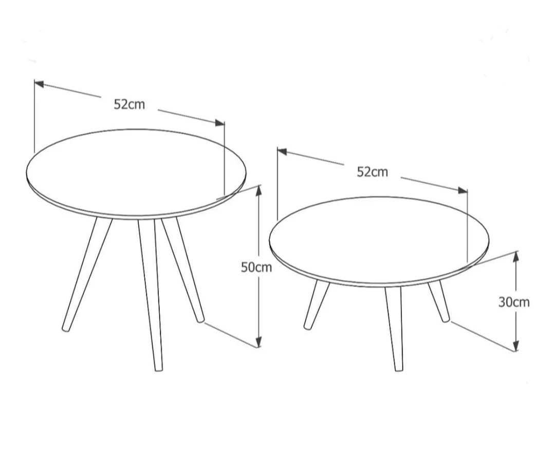 Conjunto Mesa Centro e Lateral Pés Palito Off White - 3