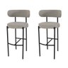 Conjunto 2 Banquetas Altas Camelia Estofada Linho Cinza com Encosto para Cozinha Sala Balcão e Á - 1