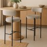 Conjunto 2 Banquetas Altas Camelia Estofada Linho Cinza com Encosto para Cozinha Sala Balcão e Á - 7
