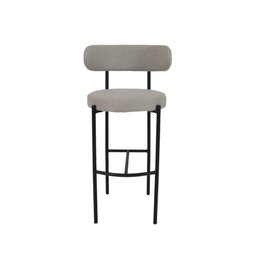 Conjunto 2 Banquetas Altas Camelia Estofada Linho Cinza com Encosto para Cozinha Sala Balcão e Á - 2