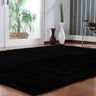 Tapete Shaggy Sala/Quarto Felpudo 140x100cm Preto Casu - 1
