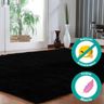 Tapete Shaggy Sala/Quarto Felpudo 140x100cm Preto Casu - 4