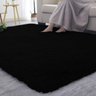 Tapete Shaggy Sala e Quarto Felpudo 140x100cm Preto Casu - 1