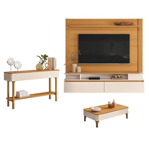 Home Suspenso Astor Cinamomo Off White com Mesa de Centro Liz e Aparador Fiero Off White Cinamomo -