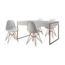 Ver imagem 6 de Mesa Jantar Industrial Retangular Branca 137X90Cm Com 4 Cadeiras Brancas Base Cobre Cor: Branco