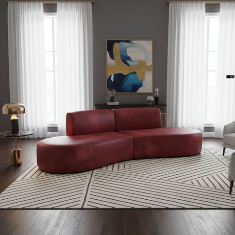 Sofá Orgânico Módulo Curvo Savana Corino Modena Vermelho - Montanari'S Decor