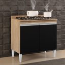 Ver imagem 2 de Balcão para Cooktop 80cm 2 Portas Flórida Castanho/Preto - Lumil Móveis