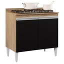 Ver imagem 2 de Balcão para Cooktop 80cm 2 Portas Flórida Castanho/Preto - Lumil Móveis