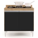 Ver imagem 7 de Balcão para Cooktop 80cm 2 Portas Flórida Castanho/Preto - Lumil Móveis