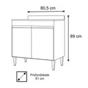 Ver imagem 4 de Balcão para Cooktop 80cm 2 Portas Flórida Castanho/Preto - Lumil Móveis
