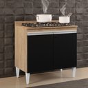 Ver imagem 1 de Balcão para Cooktop 80cm 2 Portas Flórida Castanho/Preto - Lumil Móveis