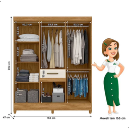 Guarda-roupa Roupeiro Casal 8 Portas 1 Gaveta Moval Freijó - 2