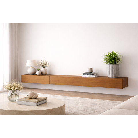 Rack Suspenso Nicho 3 Portas Línea Cedro para Painel ou Tv até 75 Polegadas 2.0