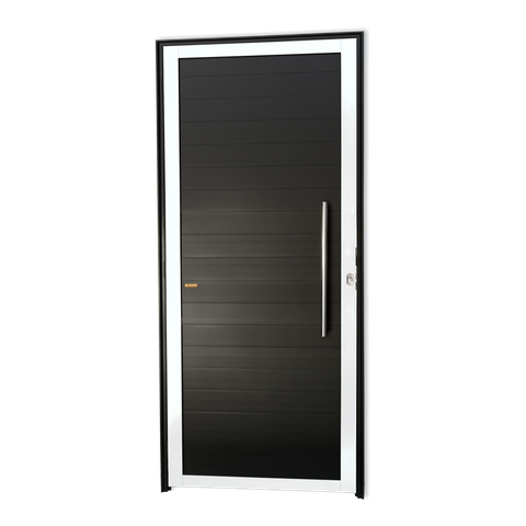 Porta Alumínio Lambril c/Puxador D.Mix Preto 80 Brimak
