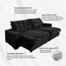 Sofá Califórnia Retrátil e Reclinável 4 Lugares 2,30m com Molas Ensacadas e Pillow Preto - 3