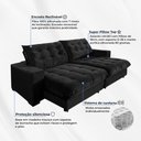 Ver imagem 3 de Sofá Califórnia Retrátil e Reclinável 4 Lugares 2,30m com Molas Ensacadas e Pillow Preto