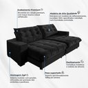 Ver imagem 4 de Sofá Califórnia Retrátil e Reclinável 4 Lugares 2,30m com Molas Ensacadas e Pillow Preto