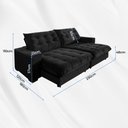Ver imagem 6 de Sofá Califórnia Retrátil e Reclinável 4 Lugares 2,30m com Molas Ensacadas e Pillow Preto