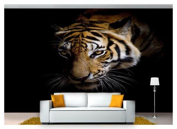 Papel De Parede Animais Tigre Paisagem 3D 6M² Anm120 em Promoção