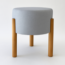 Ver imagem 2 de Puff Apolo Pes de Madeira Cinza Linho