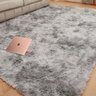 Tapete Shaggy para Sala Felpudo 200x240cm Cinza Casu - 1