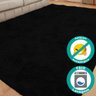 Tapete Shaggy para Sala Felpudo 200x240cm Preto Casu - 4