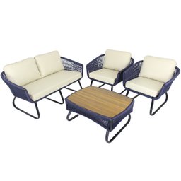 Conjunto de Poltronas, Namoradeira e Mesa Milão em Alumínio com Almofadas Impermeáveis para - Verde - 3