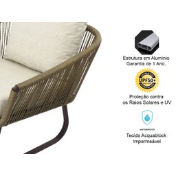 Conjunto de Poltronas, Namoradeira e Mesa Milão em Alumínio com Almofadas Impermeáveis para - Verde - 2