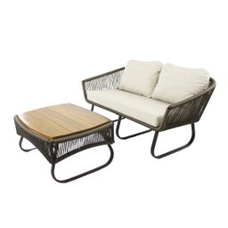 Conjunto de Poltronas, Namoradeira e Mesa Milão em Alumínio com Almofadas Impermeáveis para - Verde - 5