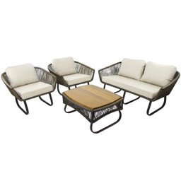 Conjunto de Poltronas, Namoradeira e Mesa Milão em Alumínio com Almofadas Impermeáveis para - Verde - 1